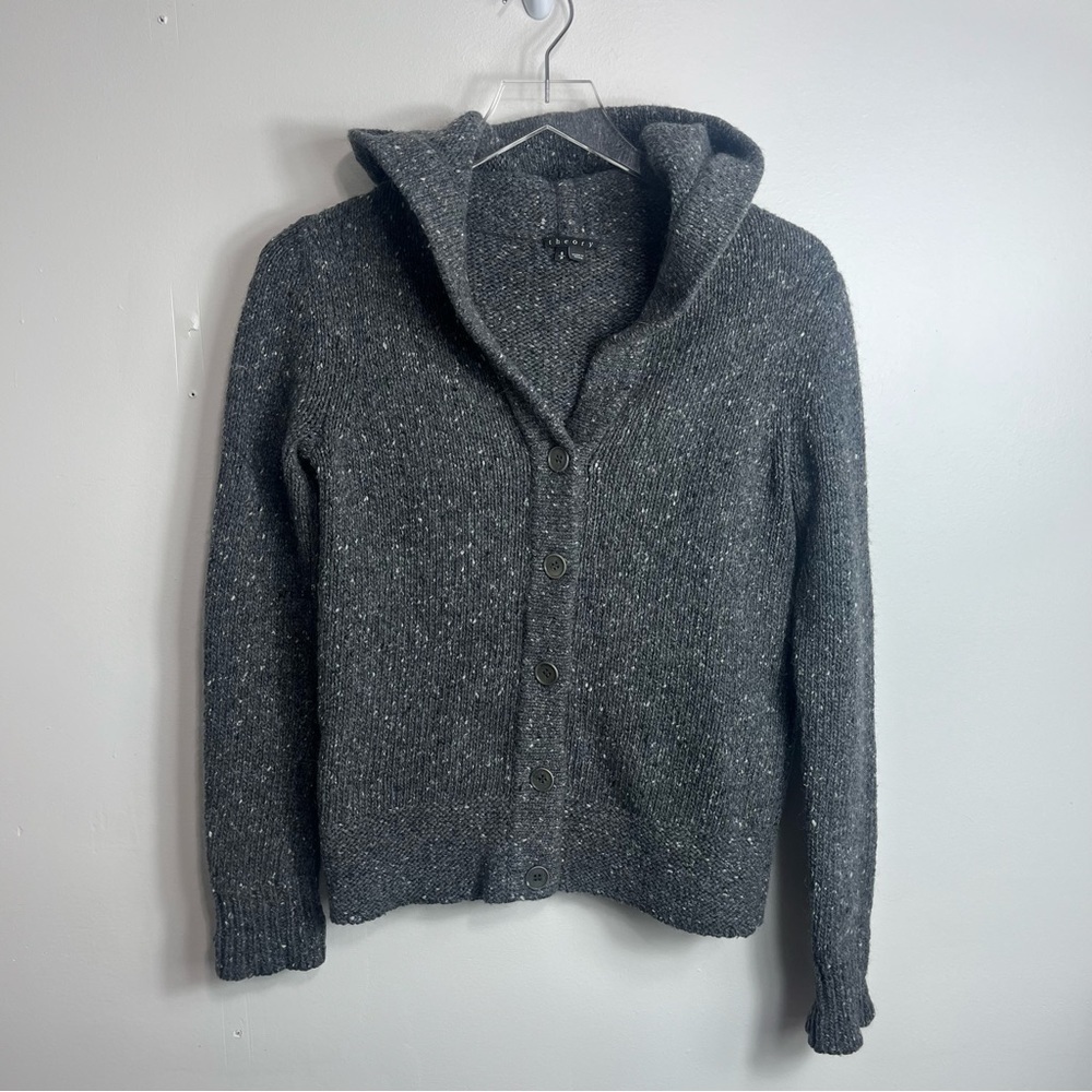Theory button up wool blend cardigan sweater size small